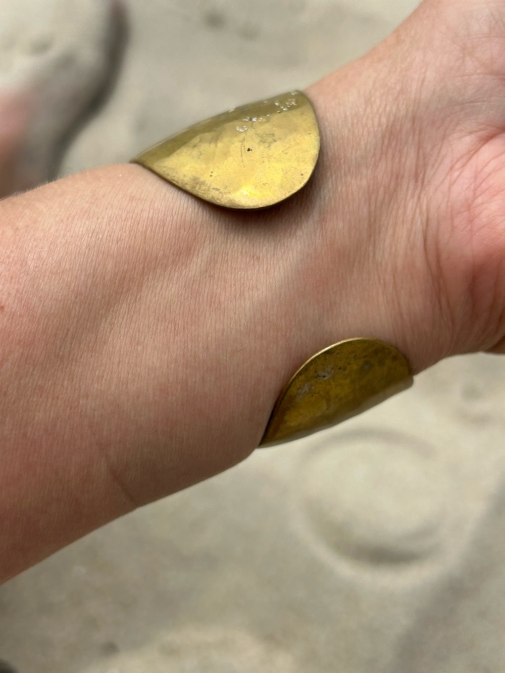 Hammered Brass Cuff Bracelet - Gold Tone - Picture 7 of 7